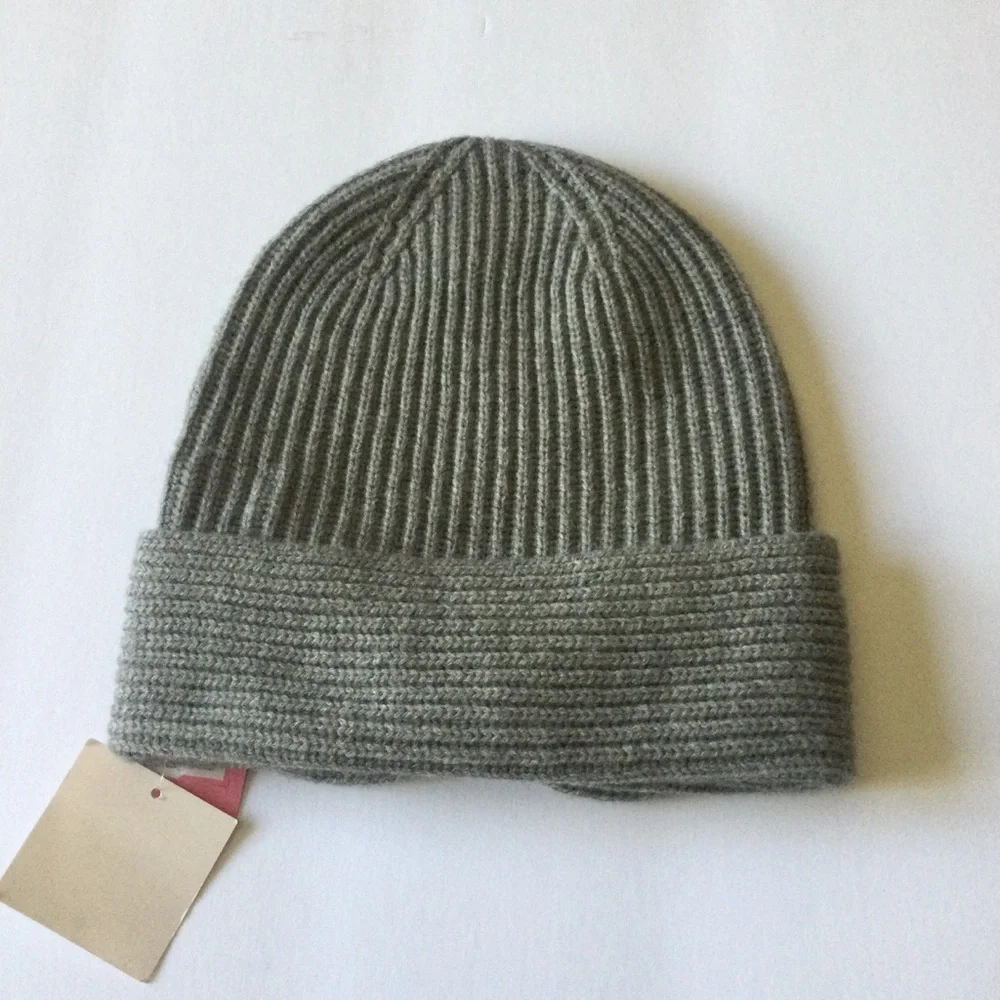 KATE SPADE NEW YORK POINTY BOW WOOL BLEND BEANIE GREY OS NWT